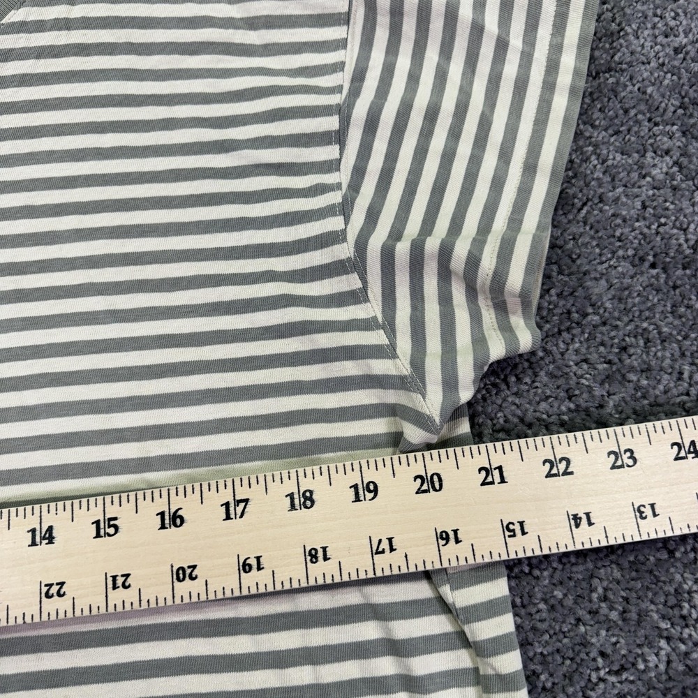 Vintage Dockers Shirt Womens 1X Beige Striped Short Sleeve Crew Neck Nautical - Picture 4 of 10